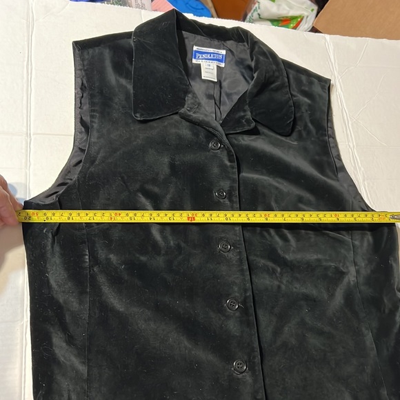 Vintage PENDLETON Black VELVET Tuxedo style button retro cotton VEST USA 12 L/XL - Picture 11 of 13